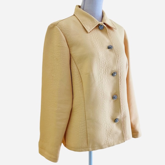 Tara Ryan Butter Yellow Button Front Cocktail Jacket L - Picture 3 of 8
